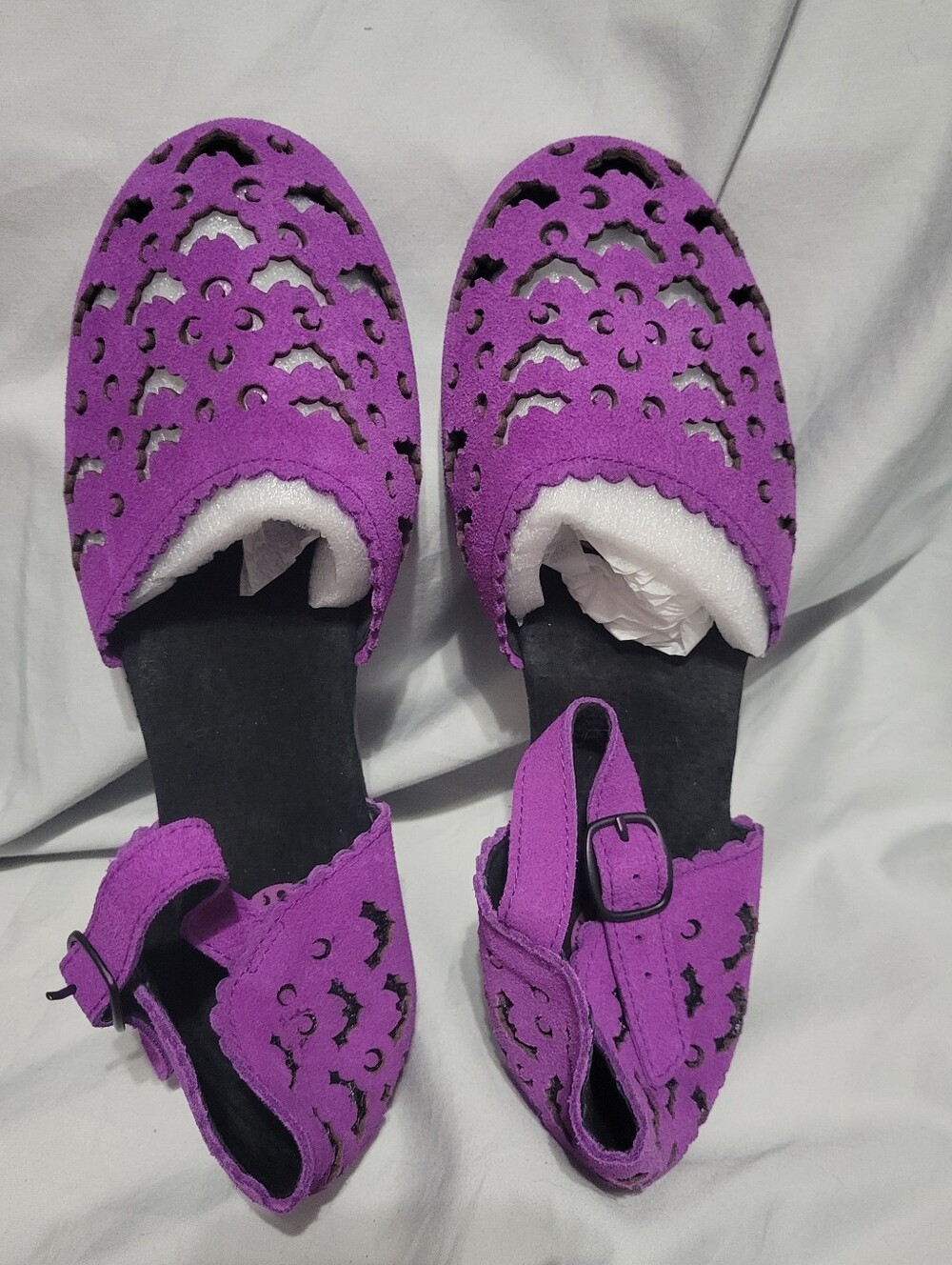 Spellbound Soles Purple Faux Suede Bat Cutout Flats Size 37